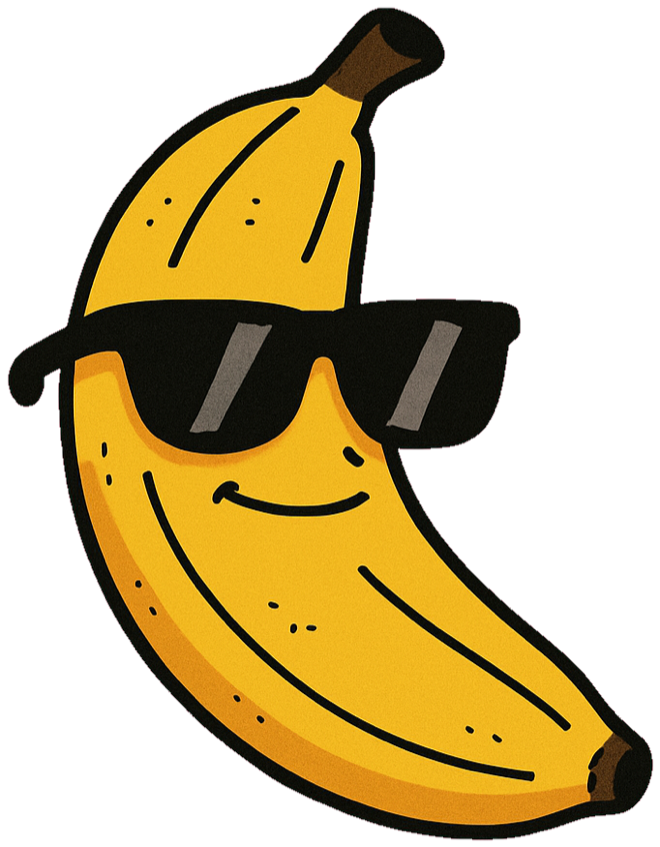 The Stick mascot, a banana in sunglasses